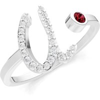 Letter U Garnet and Diamond Initial Letter Birthstone Open Ring in 18ct White Gold