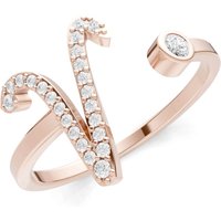 Letter V Diamond Initial Letter Birthstone Open Ring, 0.03 ct in 9ct Rose Gold