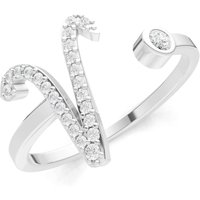 Letter V Diamond Initial Letter Birthstone Open Ring, 0.03 ct in 9ct White Gold