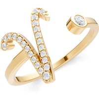 Letter V Diamond Initial Letter Birthstone Open Ring, 0.03 ct in 9ct Gold