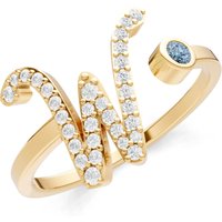 Letter W Aquamarine and Diamond Initial Letter Birthstone Open Ring in 9ct Gold