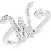 Letter W Diamond Initial Letter Birthstone Open Ring, 0.03 ct in 9ct White Gold