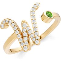 Letter W Peridot and Diamond Initial Letter Birthstone Open Ring in 18ct Gold