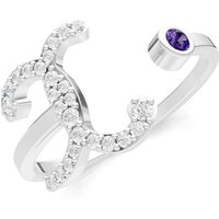Letter X Amethyst and Diamond Initial Letter Birthstone Open Ring in 18ct White Gold