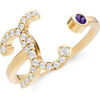 Letter X Amethyst and Diamond Initial Letter Birthstone Open Ring in 9ct Gold