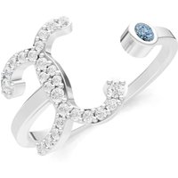 Letter X Aquamarine and Diamond Initial Letter Birthstone Open Ring in 18ct White Gold