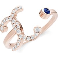 Letter X Sapphire and Diamond Initial Letter Birthstone Open Ring in 9ct Rose Gold