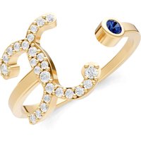 Letter X Sapphire and Diamond Initial Letter Birthstone Open Ring in 9ct Gold