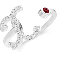 Letter X Garnet and Diamond Initial Letter Birthstone Open Ring in 18ct White Gold