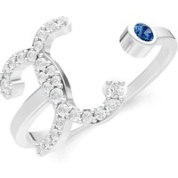 Letter X London Blue Topaz and Diamond Initial Letter Birthstone Open Ring in 18ct White Gold