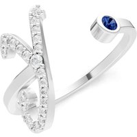 Letter Y Sapphire and Diamond Initial Letter Birthstone Open Ring in 18ct White Gold
