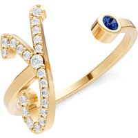 Letter Y Sapphire and Diamond Initial Letter Birthstone Open Ring in 9ct Gold