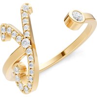 Letter Y Diamond Initial Letter Birthstone Open Ring, 0.03 ct in 9ct Gold