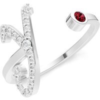 Letter Y Garnet and Diamond Initial Letter Birthstone Open Ring in 9ct White Gold