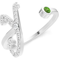 Letter Y Peridot and Diamond Initial Letter Birthstone Open Ring in 9ct White Gold