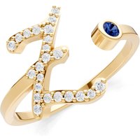 Letter Z Sapphire and Diamond Initial Letter Birthstone Open Ring in 9ct Gold