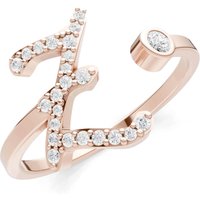 Letter Z Diamond Initial Letter Birthstone Open Ring, 0.03 ct in 9ct Rose Gold