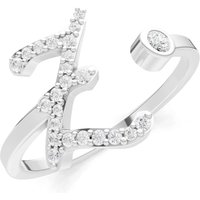 Letter Z Diamond Initial Letter Birthstone Open Ring, 0.03 ct in 9ct White Gold