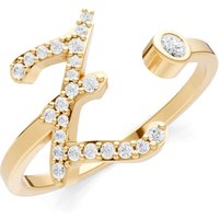 Letter Z Diamond Initial Letter Birthstone Open Ring, 0.03 ct in 18ct Gold