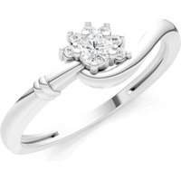 Diamond Floral Cluster Prong Ring, 0.11 ct in 9ct White Gold