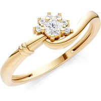 Diamond Floral Cluster Prong Ring, 0.11 ct in 9ct Gold