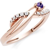 Amethyst and Diamond Infinity Micro Set Cluster Ring in 9ct Rose Gold