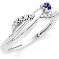 Amethyst and Diamond Infinity Micro Set Cluster Ring in 9ct White Gold