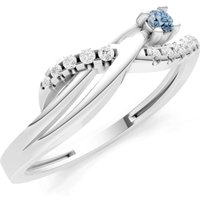 Aquamarine and Diamond Infinity Micro Set Cluster Ring in 9ct White Gold