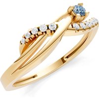 Aquamarine and Diamond Infinity Micro Set Cluster Ring in 18ct Gold