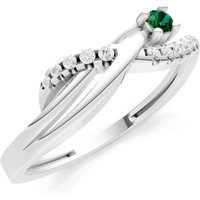 Emerald and Diamond Infinity Micro Set Cluster Ring in 18ct White Gold