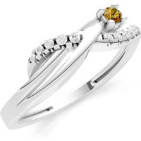 Citrine and Diamond Infinity Micro Set Cluster Ring in 9ct White Gold