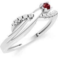 Garnet and Diamond Infinity Micro Set Cluster Ring in 9ct White Gold