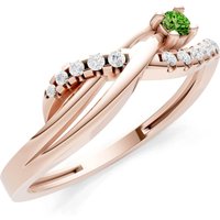 Peridot and Diamond Infinity Micro Set Cluster Ring in 9ct Rose Gold