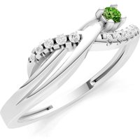 Peridot and Diamond Infinity Micro Set Cluster Ring in 9ct White Gold