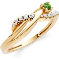 Peridot and Diamond Infinity Micro Set Cluster Ring in 18ct Gold