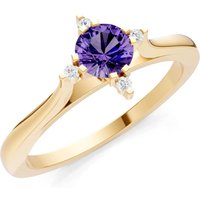 Amethyst and Diamond Classic Four-Prong Solitaire Ring in 9ct Gold
