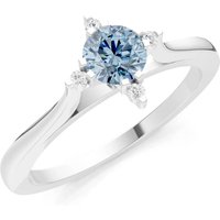 Aquamarine and Diamond Classic Four-Prong Solitaire Ring in 18ct White Gold