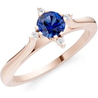 Sapphire and Diamond Classic Four-Prong Solitaire Ring in 9ct Rose Gold