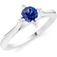 Sapphire and Diamond Classic Four-Prong Solitaire Ring in 9ct White Gold