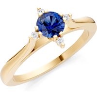 Sapphire and Diamond Classic Four-Prong Solitaire Ring in 9ct Gold