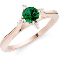 Emerald and Diamond Classic Four-Prong Solitaire Ring in 9ct Rose Gold