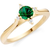 Emerald and Diamond Classic Four-Prong Solitaire Ring in 18ct Gold