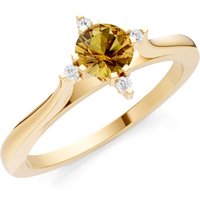 Citrine and Diamond Classic Four-Prong Solitaire Ring in 18ct Gold