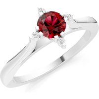 Garnet and Diamond Classic Four-Prong Solitaire Ring in 9ct White Gold