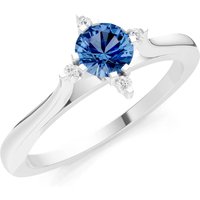 London Blue Topaz and Diamond Classic Four-Prong Solitaire Ring in 18ct White Gold