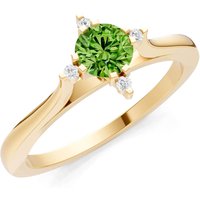 Peridot and Diamond Classic Four-Prong Solitaire Ring in 18ct Gold