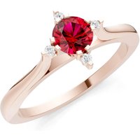 Ruby and Diamond Classic Four-Prong Solitaire Ring in 9ct Rose Gold