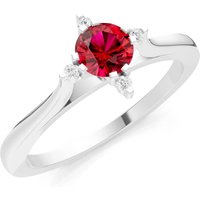 Ruby and Diamond Classic Four-Prong Solitaire Ring in 18ct White Gold