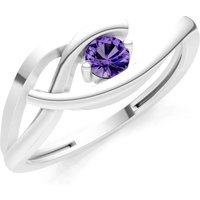 Amethyst Twist Solitaire Ring in 18ct White Gold