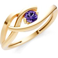 Amethyst Twist Solitaire Ring in 9ct Gold